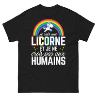 Thumbnail for T-shirt Licorne noir - Je ne crois pas aux humains