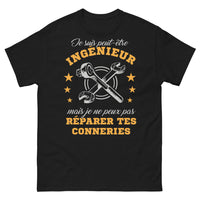 Thumbnail for T-shirt ingénieur noir - Je ne peux pas réparer tes bêtises