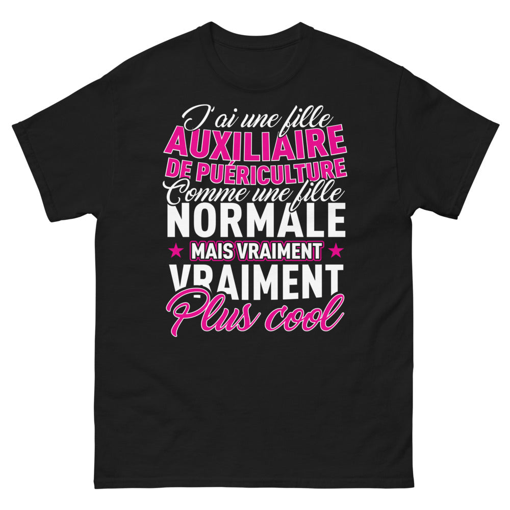 T-shirt Auxiliaire de puériculture noir - Plus cool qu'une fille normale