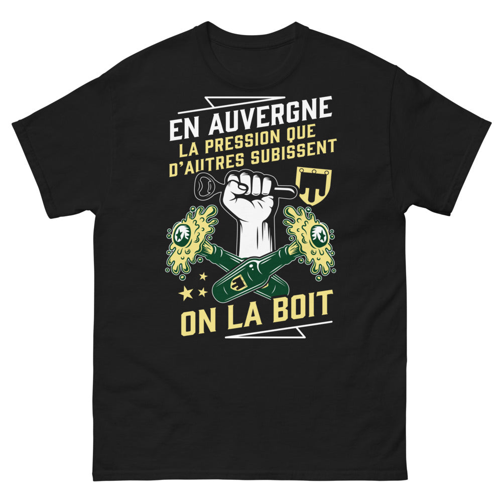 T-shirt Auvergne noir - La pression que d'autres subissent, on la boit