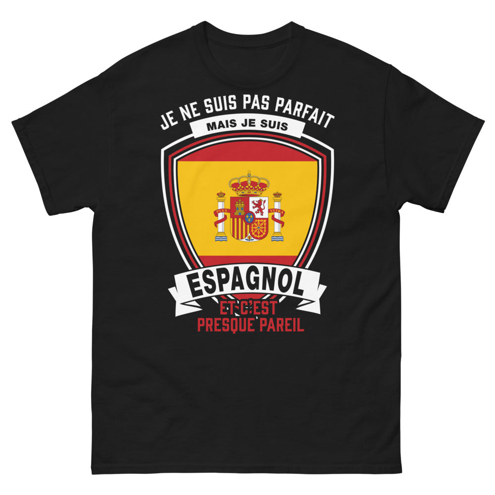 T-shirt Espagnol noir - Je ne suis pas parfait mais je suis Espagnol