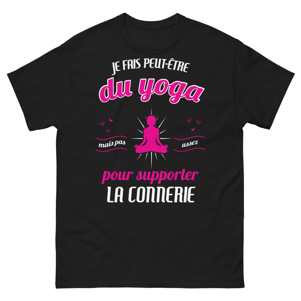 T-shirt Yoga sarcastique noir - Je fais peut-être du yoga