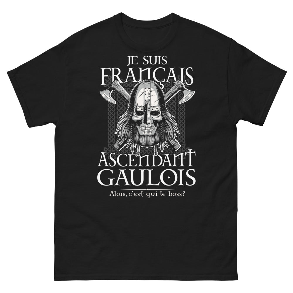 T-shirt Français Ascendant Gaulois noir - Je suis Français Ascendant Gaulois