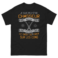 Thumbnail for T-shirt Chasseur noir - Slogan : je suis peut-être chasseur mais pas encore le droit de tirer sur les cons
