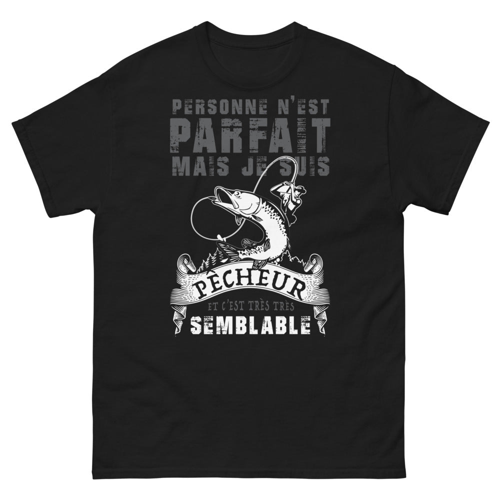 T-shirt Pêcheur nostalgique noir - Personne n'est parfait mais je suis pêcheur