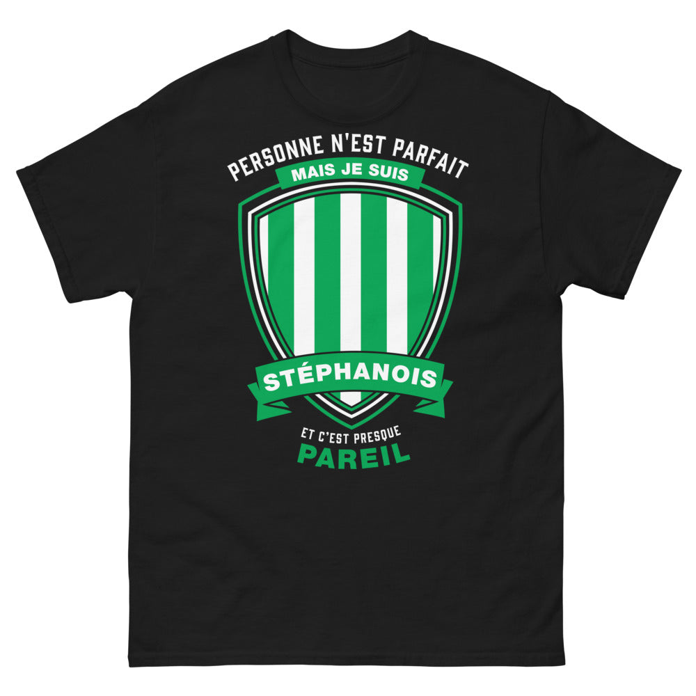 T-shirt Stéphanois noir - Personne n'est parfait, mais je suis stéphanois