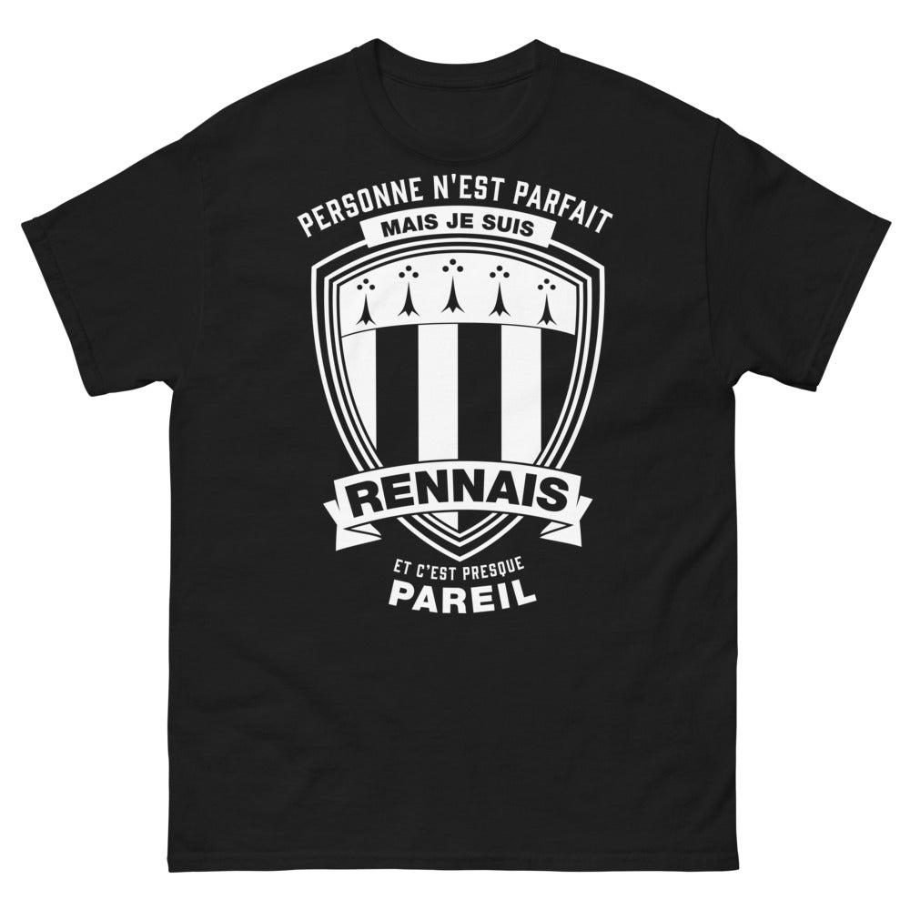 T-shirt Rennais noir - Personne n'est parfait mais je suis Rennais