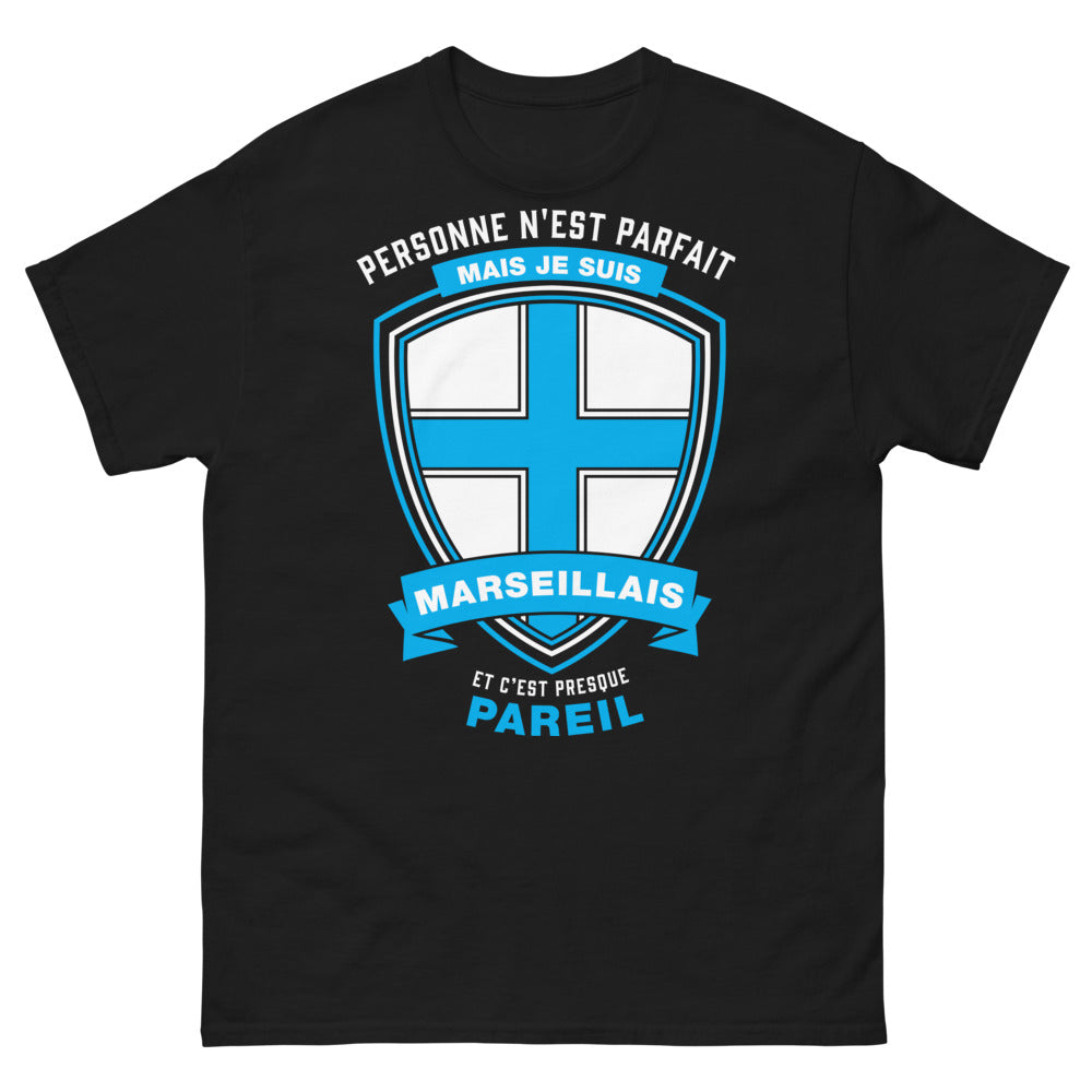 T-shirt Marseillais noir - Personne n'est Parfait, je suis Marseillais