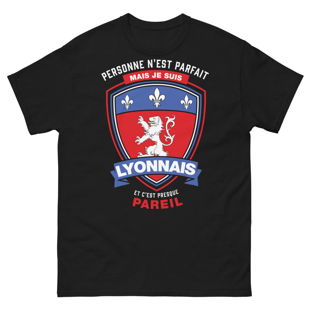 T-shirt Lyonnais noir - Personne n'est parfait, mais je suis Lyonnais