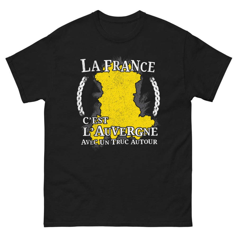 T-shirt La France c'est l'Auvergne (et un truc autour) noir - clin d'œil auvergnat