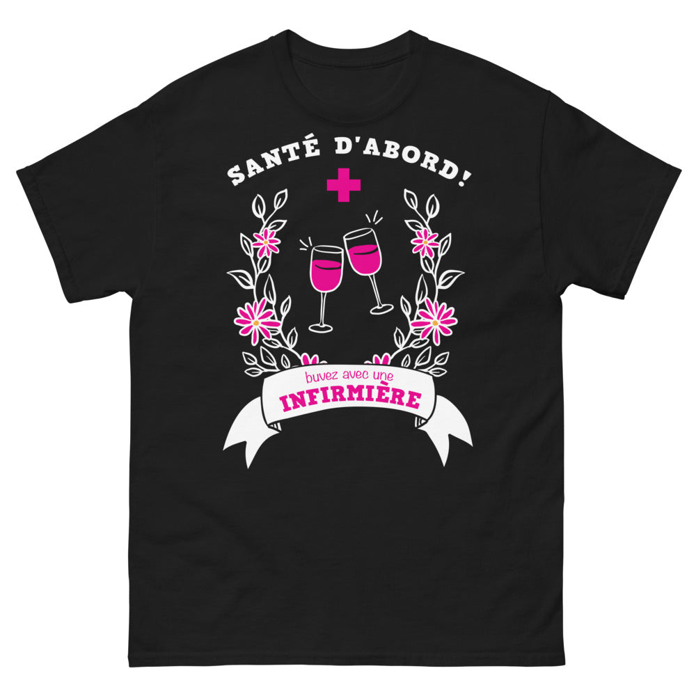 T-shirt Infirmière noir - Santé d'abord