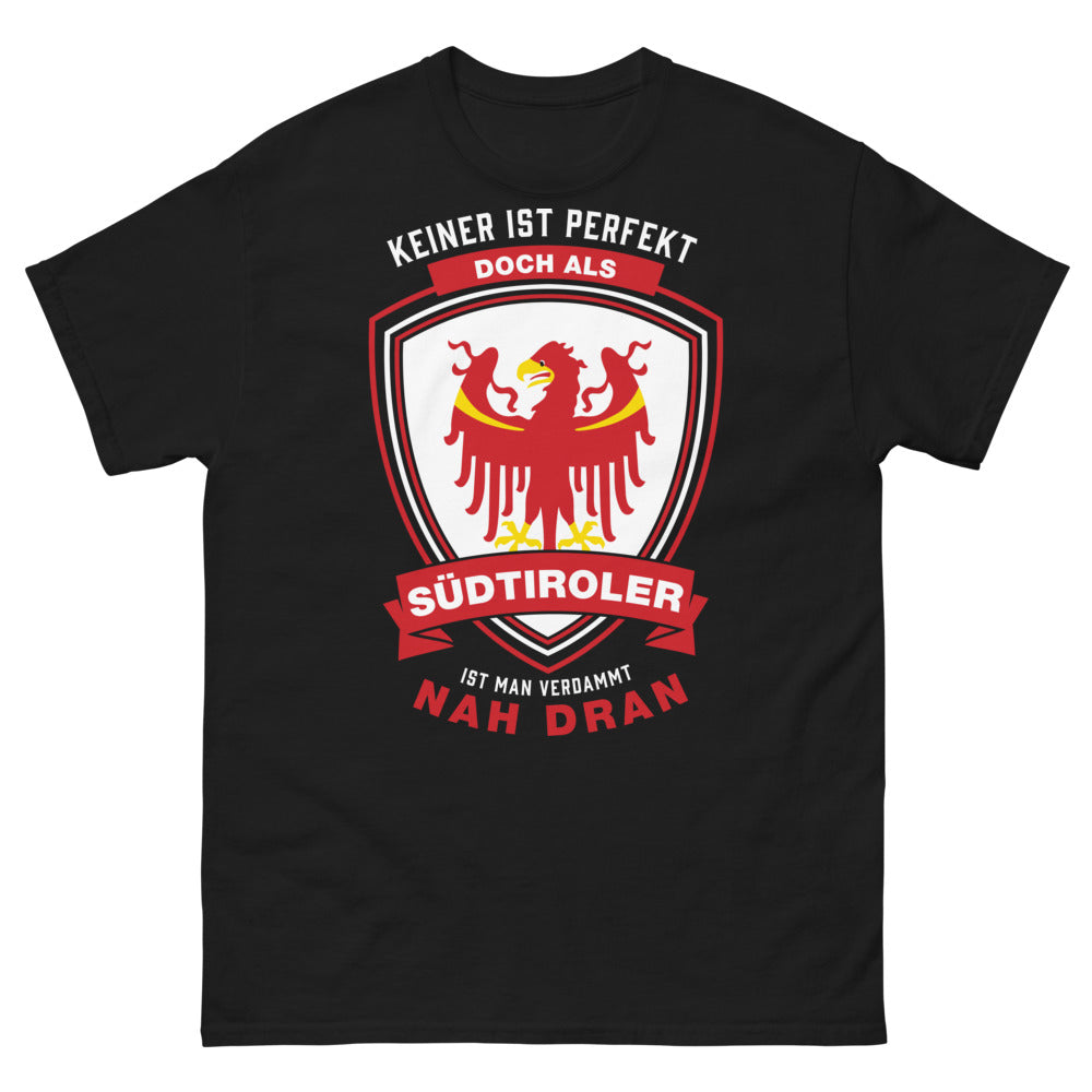 T-shirt Südtiroler noir - Keiner ist perfekt, als Südtiroler nah dran
