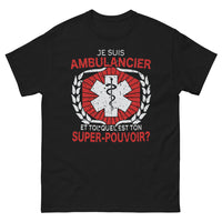 Thumbnail for T-shirt Ambulancier noir - Je suis ambulancier, quel est ton super pouvoir ?