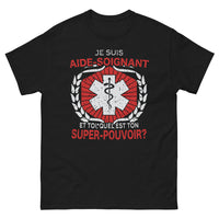 Thumbnail for T-shirt Aide-soignant noir - Quel est ton super pouvoir ?