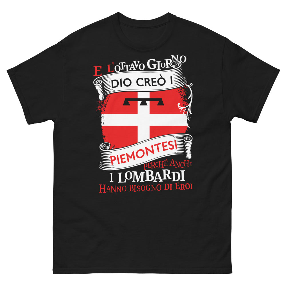 T-shirt Piémont noir - L'ottavo giorno Dio creò i Piemontesi