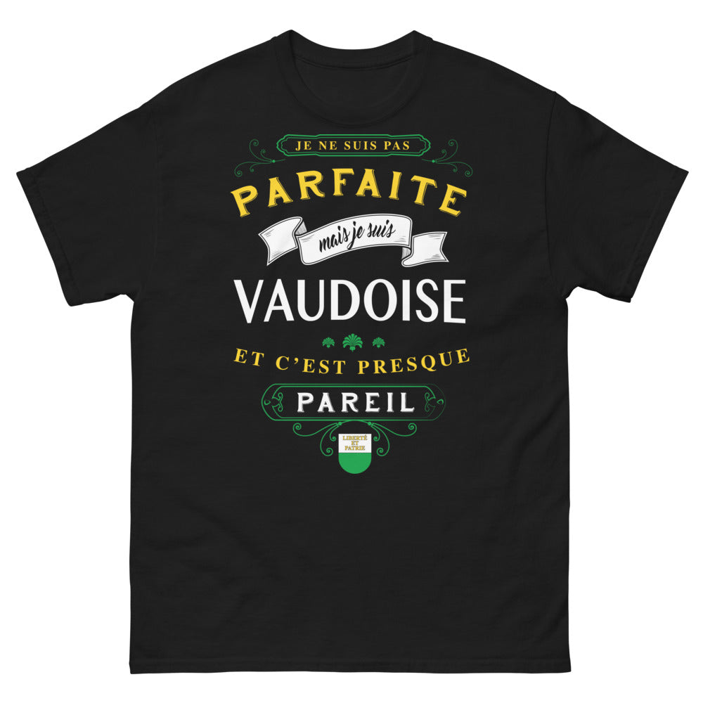 T-shirt Vaudoise noir - Je ne suis pas parfaite, presque pareille