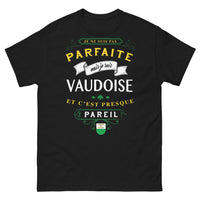 Thumbnail for T-shirt Vaudoise noir - Je ne suis pas parfaite, presque pareille
