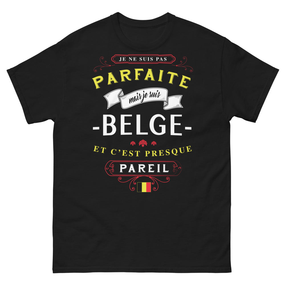 T-shirt Belge noir - Je ne suis pas parfaite mais je suis Belge