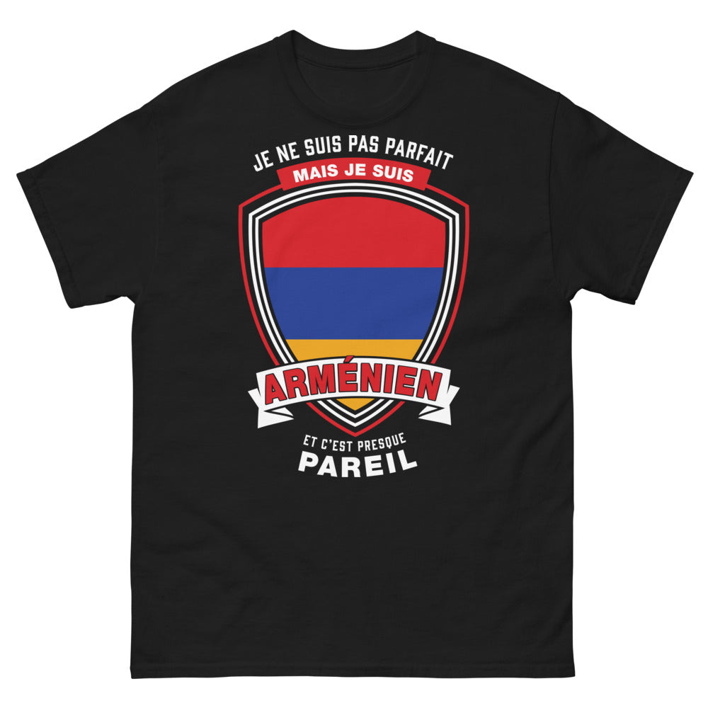 T-shirt Arménien noir - Je ne suis pas parfait mais je suis Arménien