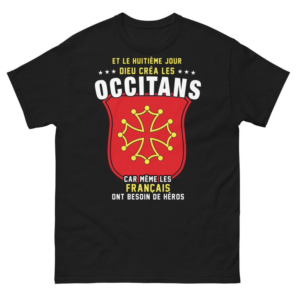 T-shirt Occitans noir - 'Et le huitième jour, Dieu créa les Occitans'