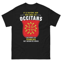 Thumbnail for T-shirt Occitans noir - 'Et le huitième jour, Dieu créa les Occitans'