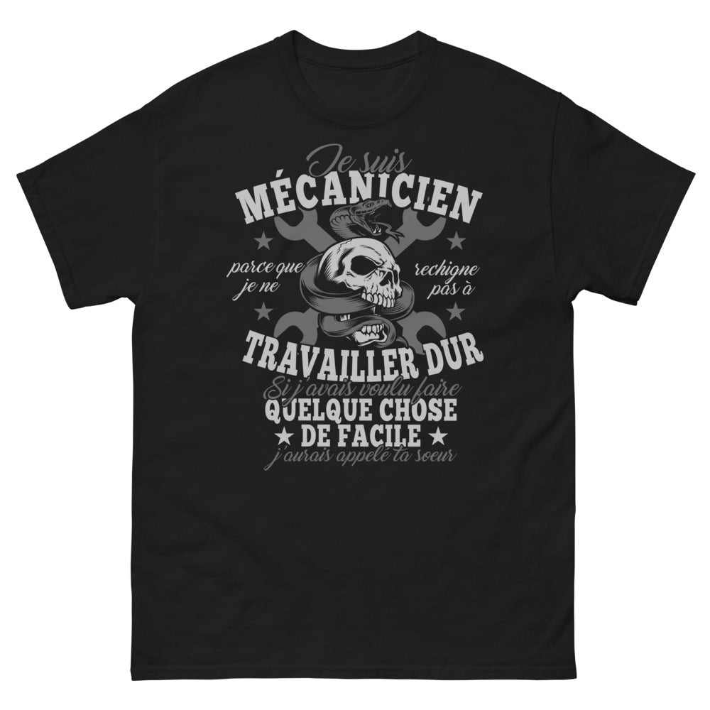 T-shirt Mécano travailleur noir - Je suis mécano, j'aime me salir