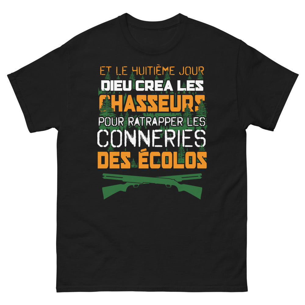 T-shirt Chasseurs noir - Et le huitième jour, Dieu créa les chasseurs