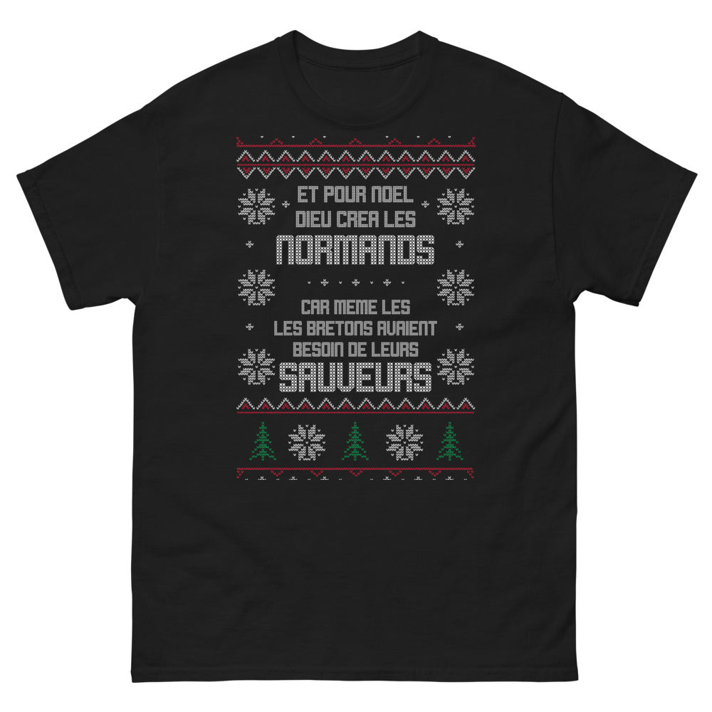 T-shirt Normands noir - Et pour Noël, Dieu créa les Normands