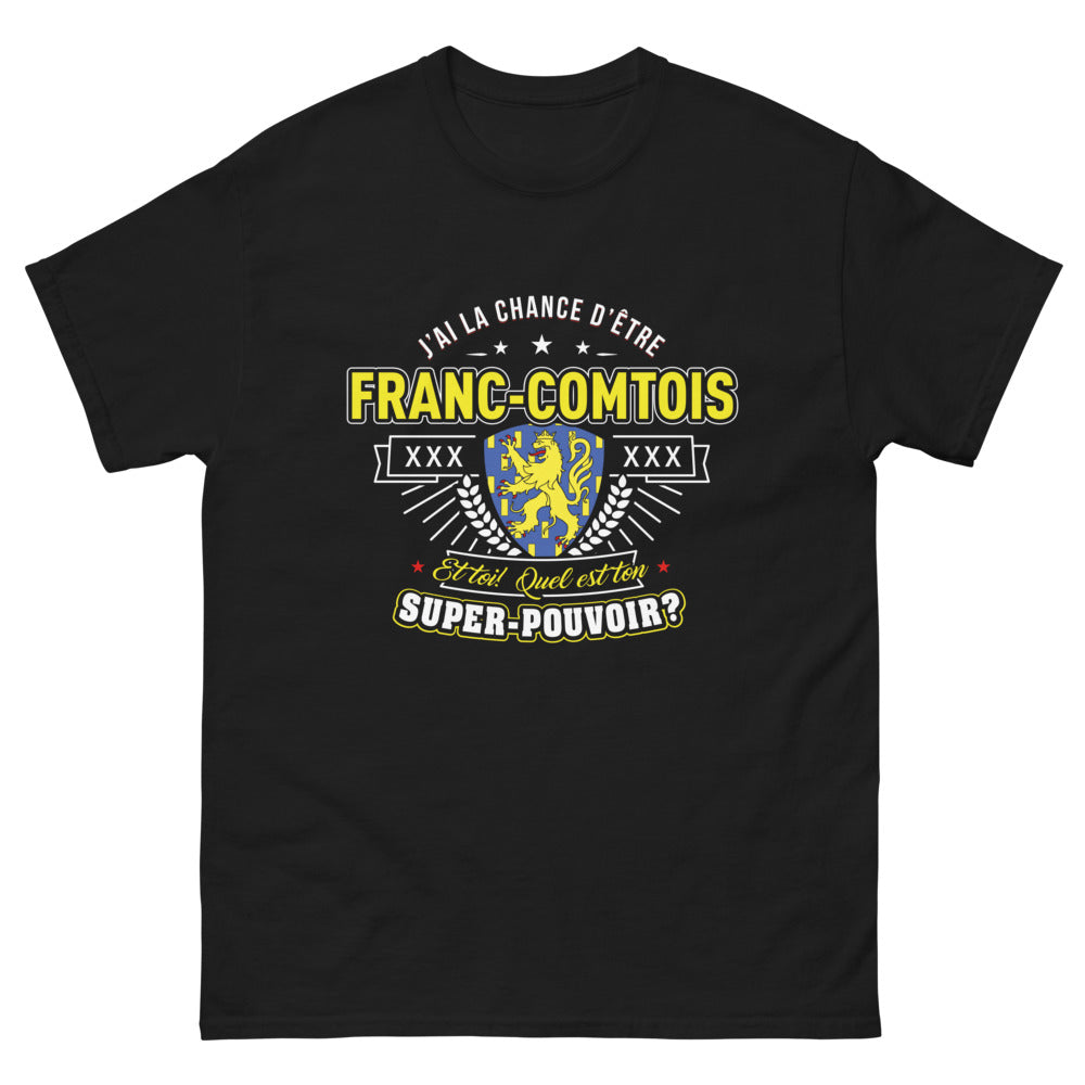 T-shirt Franc-Comtois noir - ton super-pouvoir en version sombre