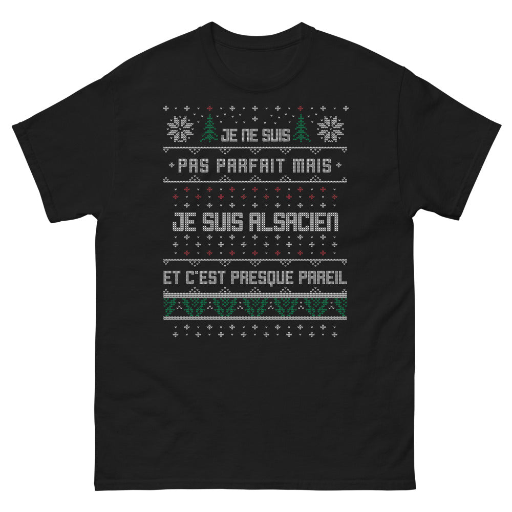 T-shirt Alsacien noir - Je ne suis pas parfait mais je suis alsacien