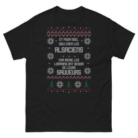 Thumbnail for T-shirt Alsace noir - Et pour Noël, Dieu créa les Alsaciens