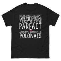 Thumbnail for T-shirt Polonais noir - Les Français passent leur vie entière à essayer d'être parfait
