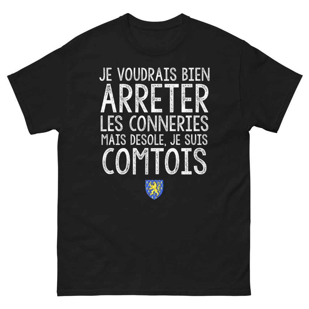 T-shirt Comtois noir - désolé, je suis comtois