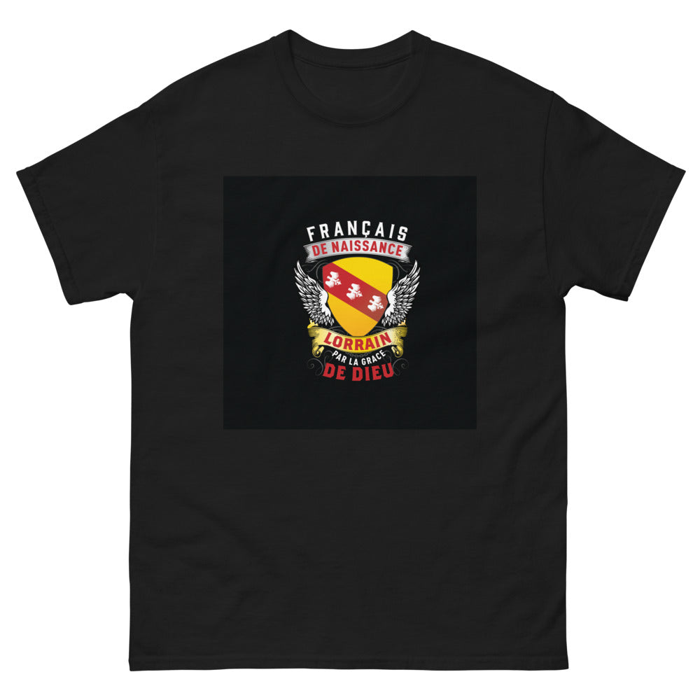 T-shirt Lorraine noir - Français de naissance, Lorrain par la grâce de Dieu