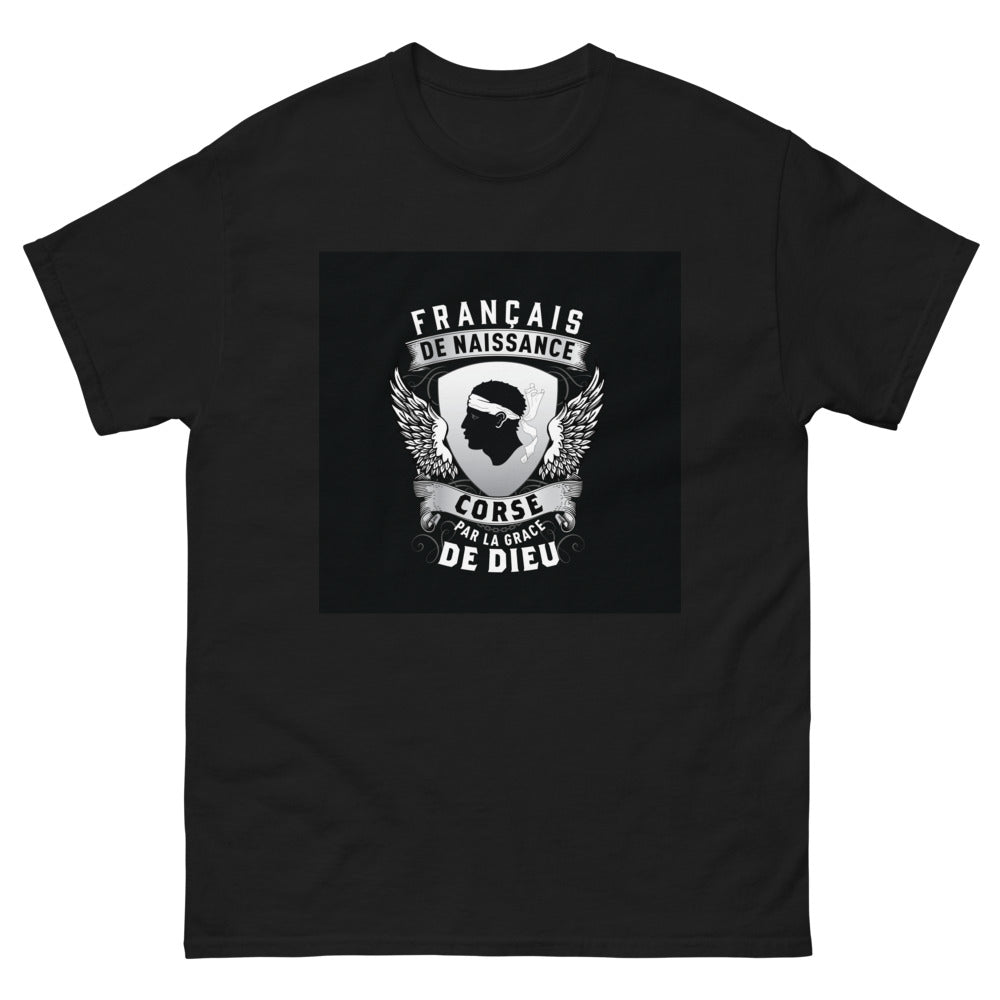 T-shirt Corse noir - Français de naissance, par la grâce de Dieu