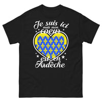 Thumbnail for T-shirt Ardèche noir - Je suis ici mais mon cœur est en Ardèche