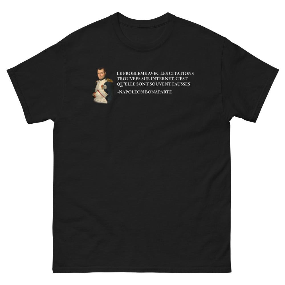 T-shirt Napoléon Bonaparte noir - citation «souvent fausses»
