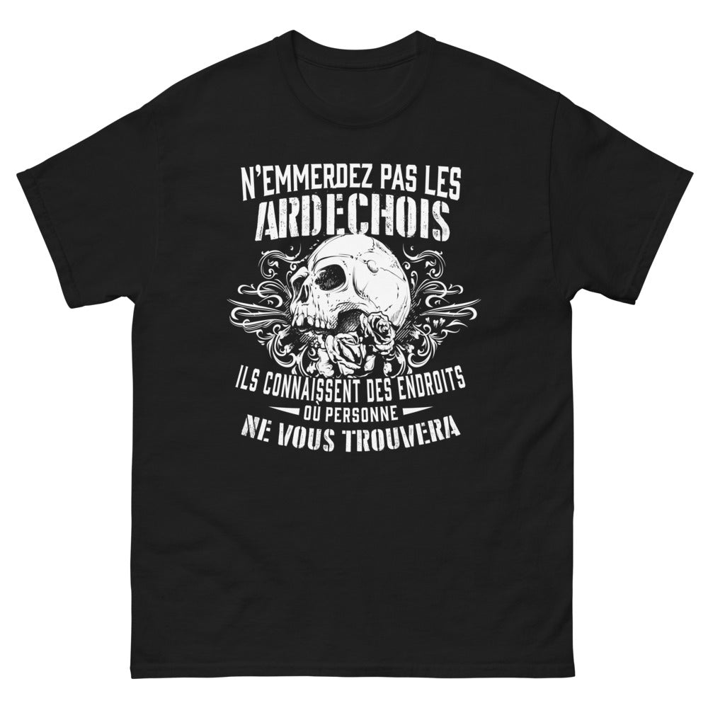 T-shirt Ardéchois noir - N'emmerdez pas les Ardéchois