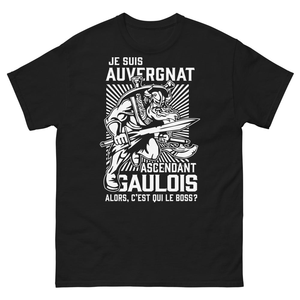 T-shirt Auvergne noir - Je suis Auvergnat ascendant Gaulois