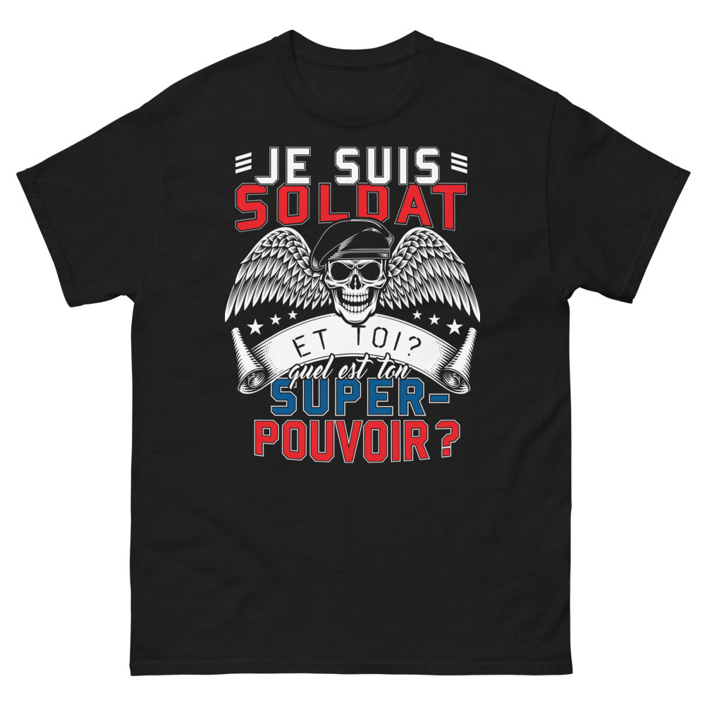 T-shirt Soldat noir - Je suis soldat, quel est ton super-pouvoir ?