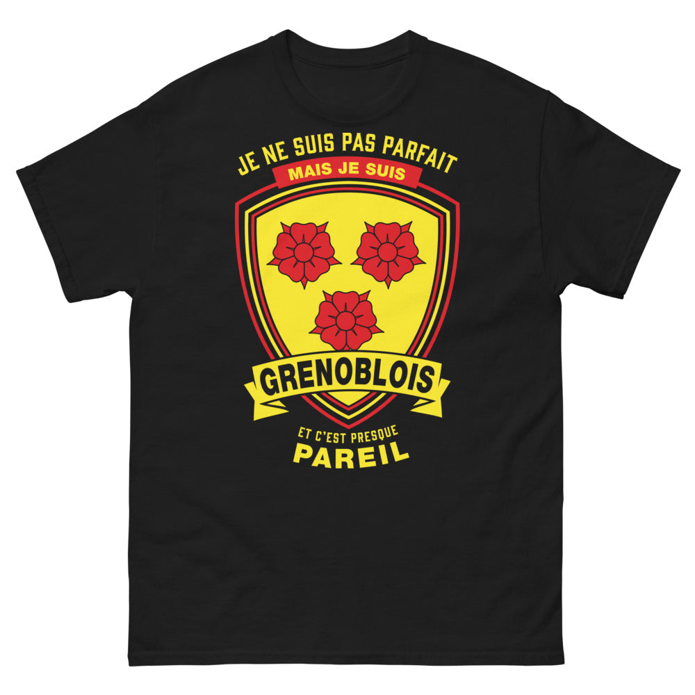T-shirt Grenoblois noir - Je ne suis pas parfait mais je suis Grenoblois