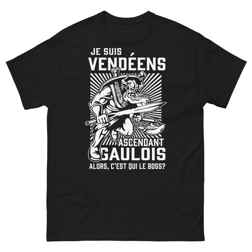 T-shirt Vendée noir - Je suis Vendéen ascendant Gaulois