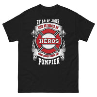 Thumbnail for T-shirt Héros Pompier noir - Sur le huitième jour il créa les pompiers