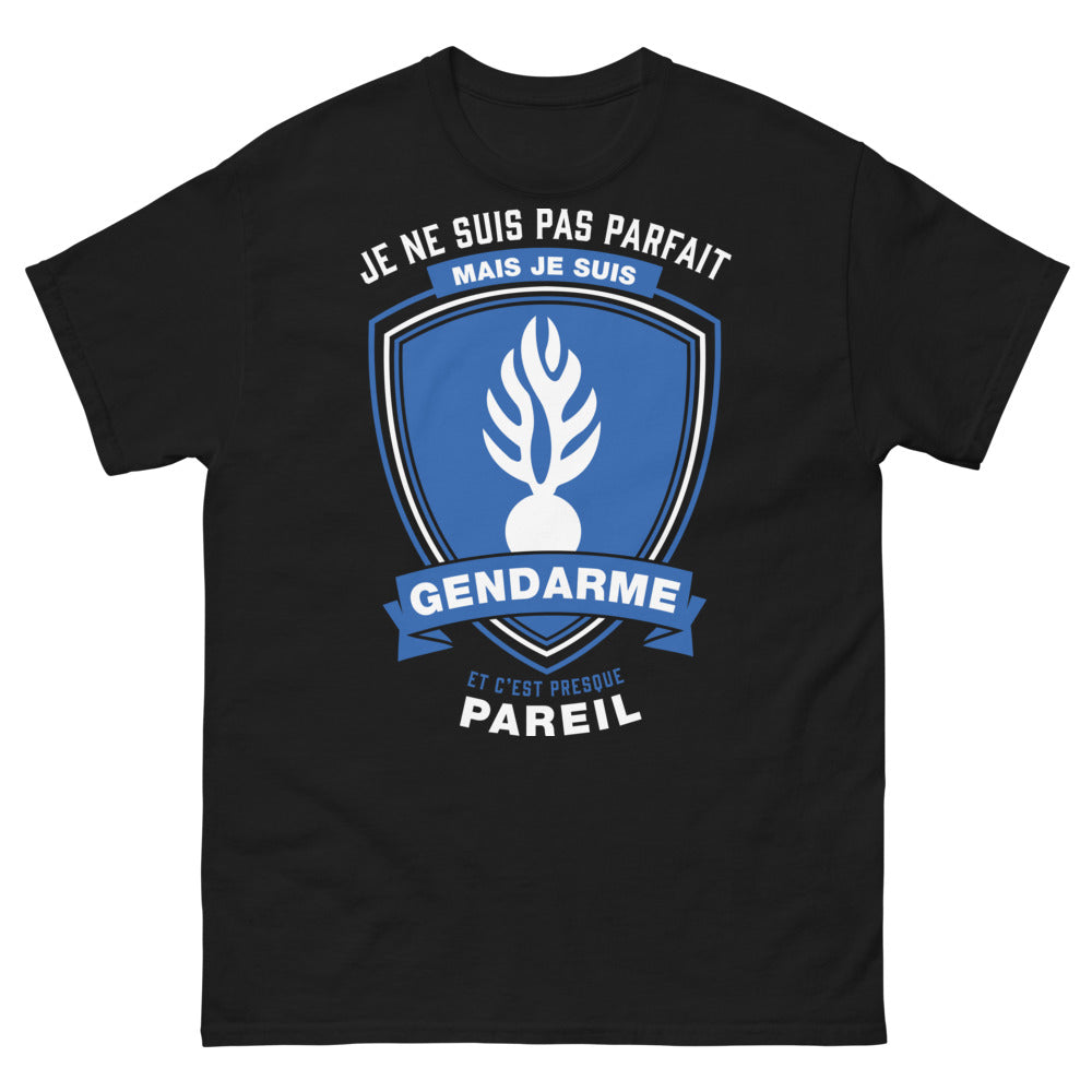 T-shirt Gendarme noir - Je ne suis pas parfait mais je suis gendarme