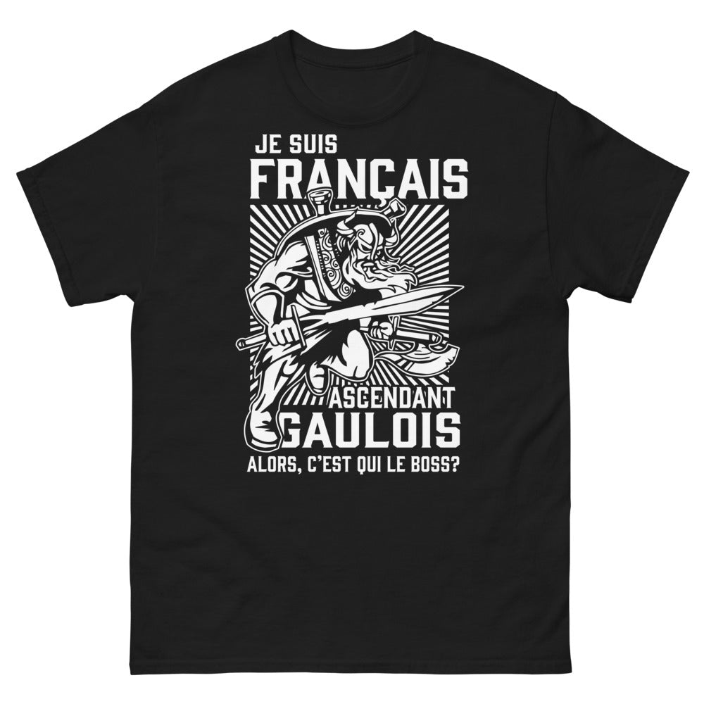 T-shirt Français Ascendant Gaulois noir - 'Qui est le boss ?'