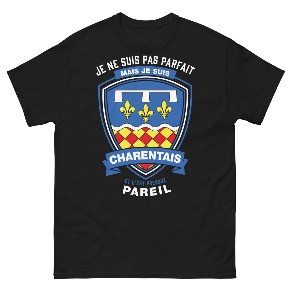 T-shirt Charentais noir - Je ne suis pas parfait, mais je suis charentais