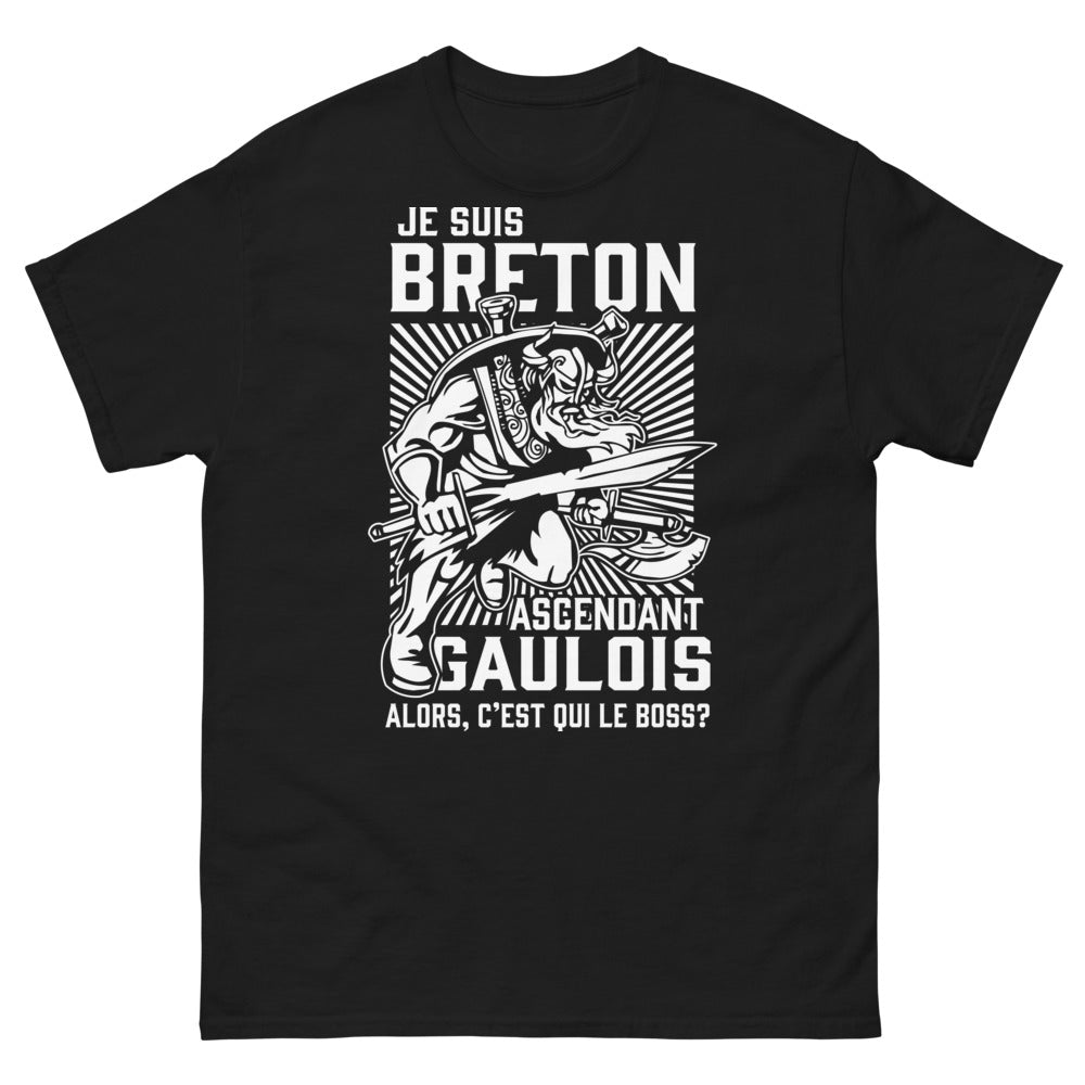 T-shirt Breton ascendant Gaulois noir - C'est qui le boss ?