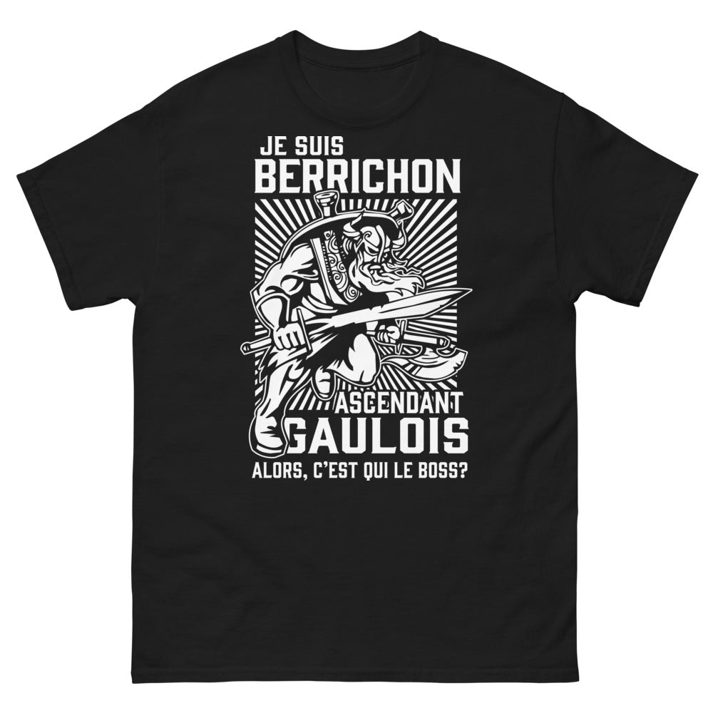T-shirt Berrichon Ascendant Gaulois noir - Qui est le boss ?