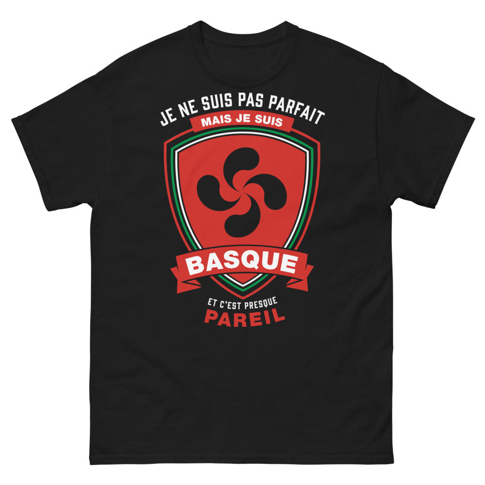 T-shirt Basque noir - Je ne suis pas parfait, mais je suis Basque