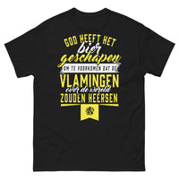 Thumbnail for T-shirt Flamands noir - Dicton belge : 'Dieu a créé la bière' 